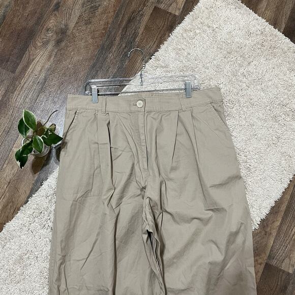 LOFT 16 Curvy Khaki Pleated High Rise Poplin Wide Leg Palazzo Trousers Pants - Picture 3 of 6